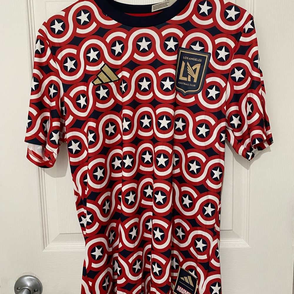 Men's LAFC adidas Red 2023 Americana x Captain America Pre-Match Top